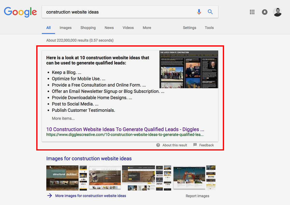 Featured Snippet - Ranking on Google