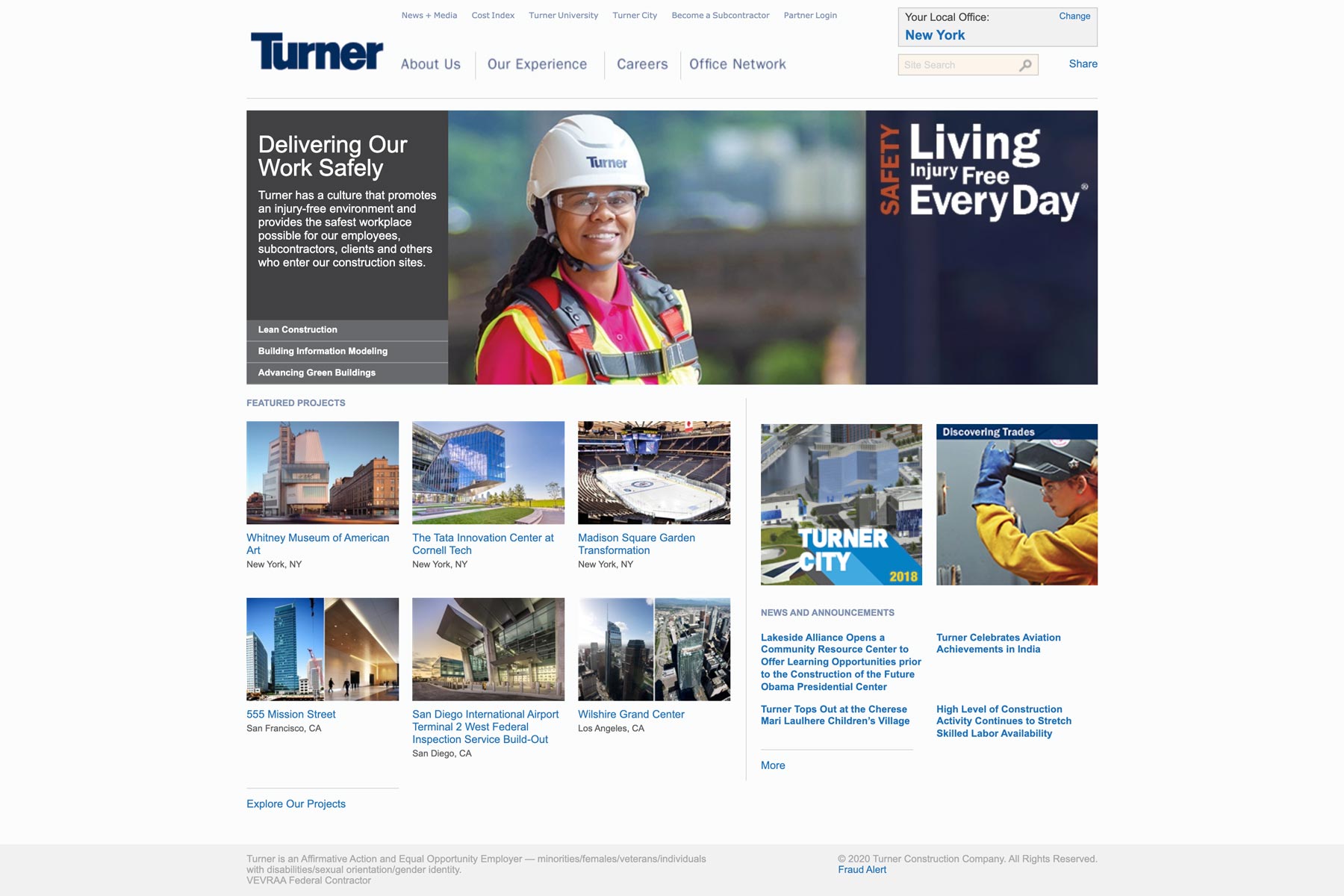 Turner - Construction Company Logo in a Website