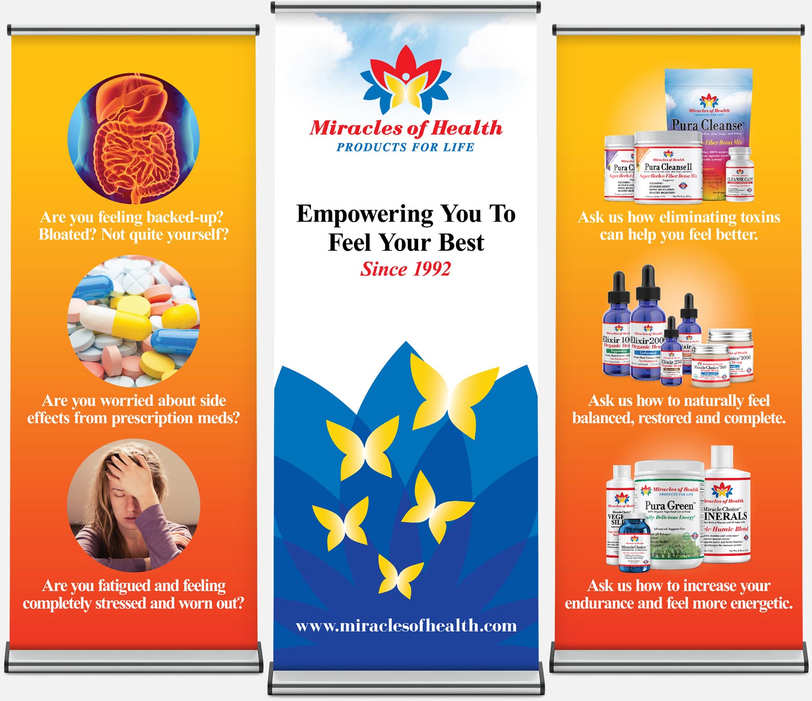 Branding retractable banner event displays for Miracles of Health