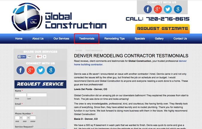 Construction Websites: Write Targeted Content - Global Construction Colorado