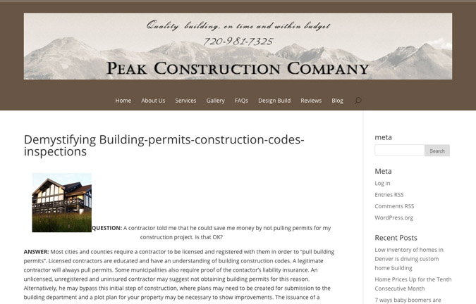 Construction Websites: Write Targeted Content - Peak Construction Company