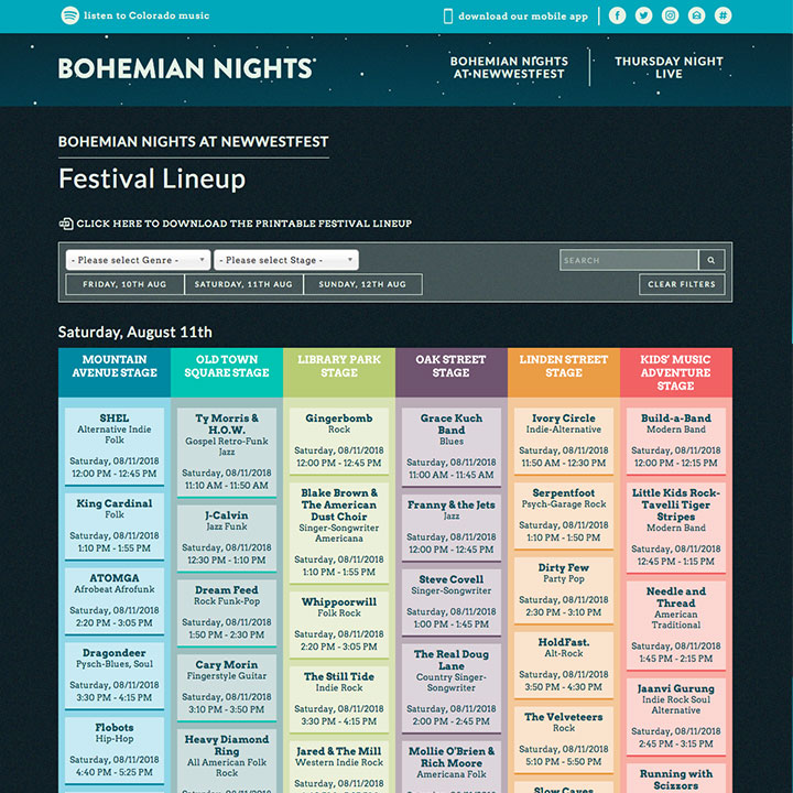 Lineup Component - Bohemian Nights