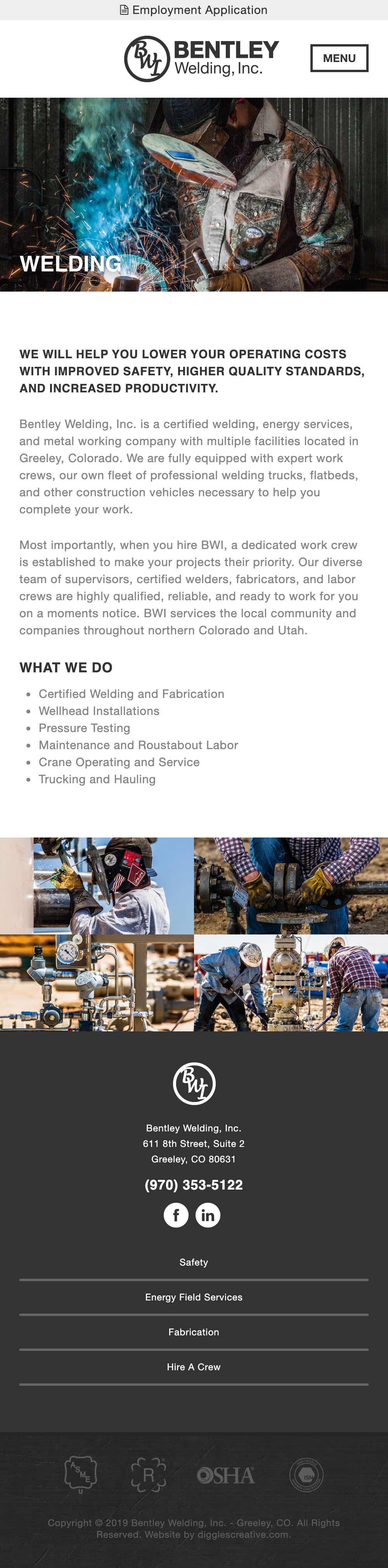 Bentley Welding Inc. - Industrial Website Design